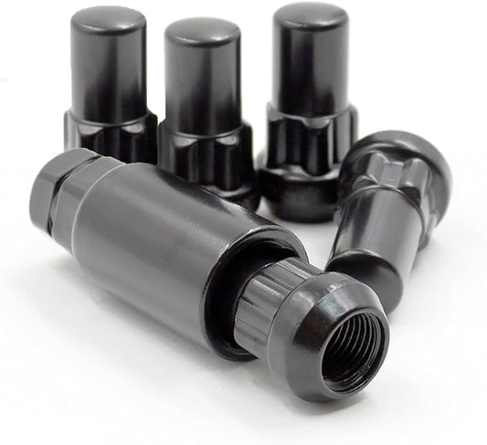 Wheel Accessories Parts 5 Locks + Key M14x1.5 14x1.5 Thread Closed End Bulge 1.65" Long Wheel Lock Black Dual Hex Key 13/16" and 3/4" Hex Fits Most Jeep Wrangler - color: Black