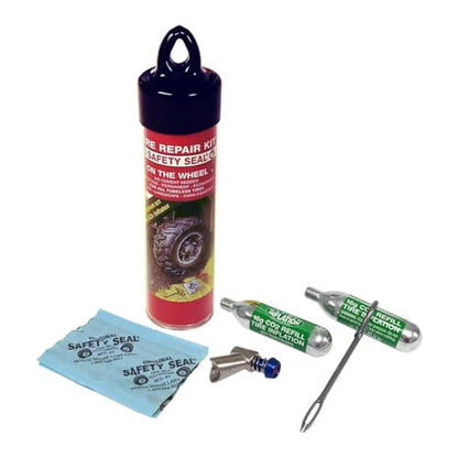 Martins Industries Safety Seal ATV Tire Repair Kit – Ready-to-Use Tubeless Tire Plug Kit with CO₂ Inflator, 6 Self-Vulcanizing 4" Repairs – for ATV, UTV, Quad & Motorcycle Tires