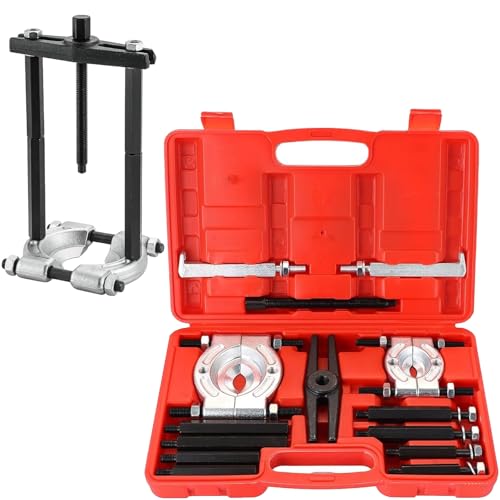 DASBET 14PCS Bearing Puller Set 5 Ton Capacity Bearing Separator Wheel Hub Axle Puller Set Pinion Wheel Bearing Removal Kit with 2" and 3" Jaws Heavy Duty Bearing Splitter Tool Kit (Red) - color: Red