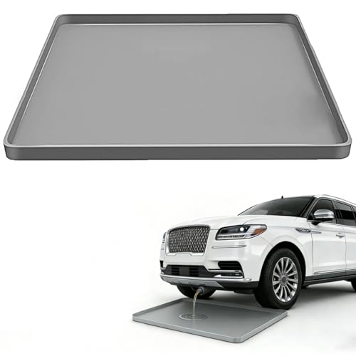 Oil Drip Pan for Under Car 27" x 27" Silicone Oil Spill Mat for Garage, Oil Change Mat with Raised Edge,Reusable Oil Drain Pan,Oil-Proof, Non-Slip,Garage Floor Protector-Grey - color: 27"-27"Grey