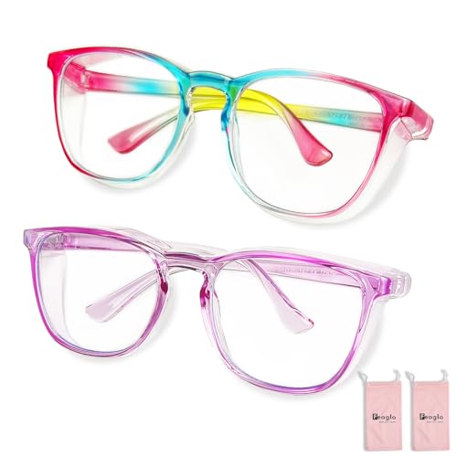Feaglo Safety Glasses, Anti Fog Safety Goggles for Women Men, Blue Light Blocking Stylish Eye Protection Glasses Side Shield - color: Purple+rainbow