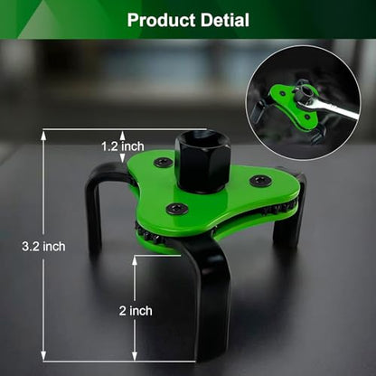 Green Upgraded Universal Oil Filter Wrench, 3 Jaw Oil Filter Removal Tool