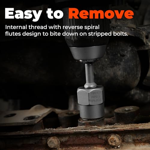 Bolt Extractor Kit,14 Piece Impact-Grade CR-MO Steel Nut Remover Set | 3/8" Drive Socket for Removing Frozen, Rusted, Rounded Bolts & Lug Nuts (Sizes 8-19mm)