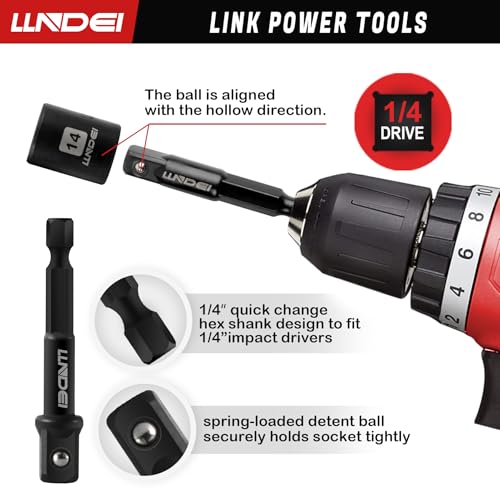 LLNDEI 48 Piece 1/4 Inch Mini Socket Ratchet Wrench Set, Metric Shallow Socket (4-14mm) 6-Point,with 72 Teeth Mini Ratcheting Wrench, Screwdriver Bit Set, Universal Joints and 3 Inch Extensions