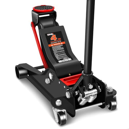 DNA Motoring Floor Jack 4 Ton (8000 lbs) Capacity, Fast Lift Low Profile Hydraulic Trolley Jack, Steel Heavy-Duty Service Car Jack, Lifting Range 4.5"-20", Black, TOOLS-00308-BK - color: Black, style: 4 ton