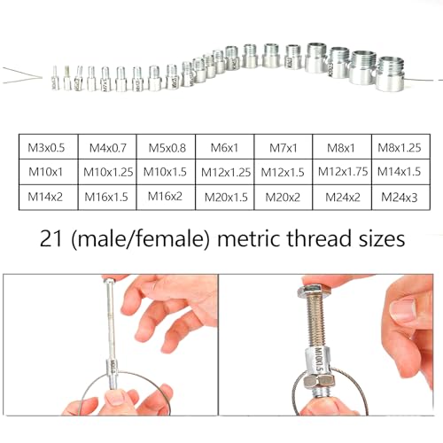 Nut and Bolt Thread Checker 45 Male/Female Thread Gauges (24 SAE/Inch & 21 Metric) Nut and Bolt Thread Size Checker Thread Identifier Gauges for Quickly Identify and Verify - size: 45 Gauges - 24 Inch & 21 Metric
