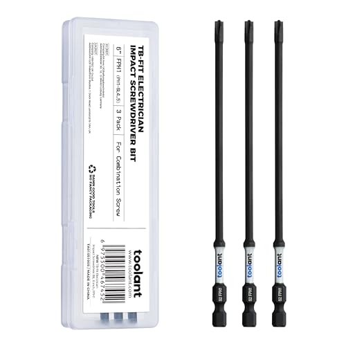 toolant TB-Fit Electrician Impact Screwdriver Bit Set, 3pcs 6 Inch Long FPH1 (PH1-SL4.5) Electrician Screwdriver Bit, 1/4” Hex-Shank S2 Steel Hex Bits Set, CNC Machined Tips with Magnetism - size: 6" FPH1（PH1-SL4.5）