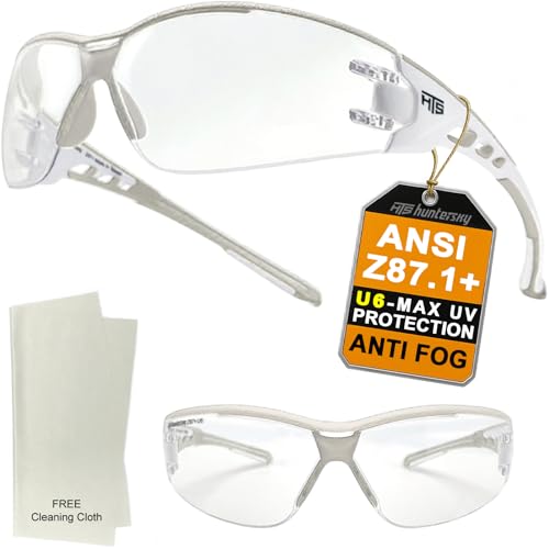 HTS HUNTERSKY Super Flexible Lightweight Anti Fog Wrap-Around U6 Clear Shooting Safety Glasses with ANSI Z87.1 Scratch Resist - color: Light Gray / Clear (1 Pack)