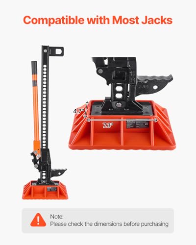 VEVOR High Lift Jack Base and Handle Keeper, 11.6" x 11.6" Off Road Jack Stand Base with 7000 Pound Capacity, Heavy-Duty Farm Jacks Support Stand for Most Jacks with 7.3" x 4.7" Base, Red