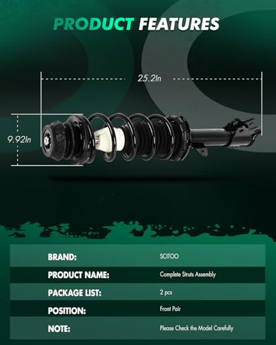SCITOO Front Complete Struts Spring Assembly Shocks Struts Fits 2012-2019 for Nissan Versa 2014-2019 for Nissan Versa Note Quick Struts 1333584L 1333584R - Set of 2 | 2PCS Shock Strut Assembly 2012-2019 for Nissan for Versa,2014-2019 for Nissan for Versa