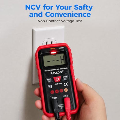Premium True RMS Multimeter Tester, Digital Multimeter Auto Ranging | 4000 Counts, NCV, Smart Digital Multimeter Voltage Tester for AC/DC, Resistance, Continuity for Home, DIY and Automotive Use