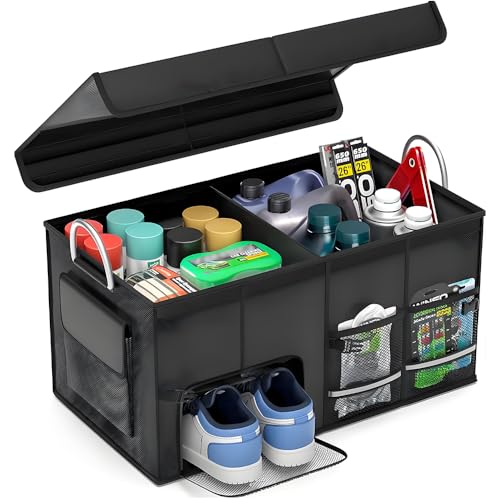 Oxford Material Car Trunk Storage Box Multifunctional Organizer Waterproof and Stain-Resistant Foldable Multi-Compartment Design with Handle for Car Trunk Storage Camping Gear Box Daily Storage.