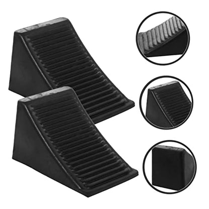 Set of 2 Heavy Duty Wheel Chocks Stabilizers for Rv Trailer Car Truck Rubber Wheel Locks Rope