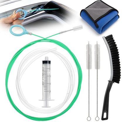 XANGNIER Car Sunroof Drain Cleaning Tool Kit,7 Pcs | 118in Extra Long Flexible Auto Sun Roof Drain Hole Unclogger Cleaner Tool with Tube Cleaner Brush Syringe Hose Cleaning Set - color: Multicolor1