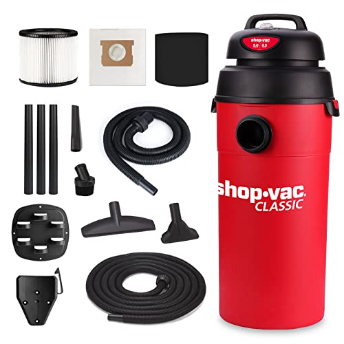 Shop-Vac 5 Gallon 5.5 Peak HP Wet/Dry Vacuum, Wall Mountable Compact Shop Vacuum with 18+7Ft Long Hose & Attachments, Ideal for Jobsite, Garage, Car & Workshop. 9522236 - size: 5 gallon