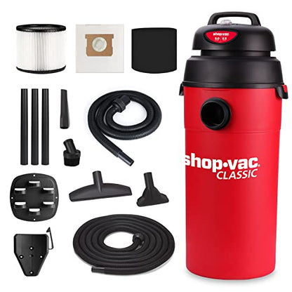 Shop-Vac 5 Gallon 5.5 Peak HP Wet/Dry Vacuum, Wall Mountable Compact Shop Vacuum with 18+7Ft Long Hose & Attachments, Ideal for Jobsite, Garage, Car & Workshop. 9522236 - size: 5 gallon