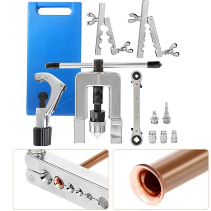 BEAMNOVA Flaring Tool Kit for Copper Tubing Brake Line, 9 Sizes 1/8" to 3/4" Single Flare Set with Cutter & Case for HVAC Refrigeration