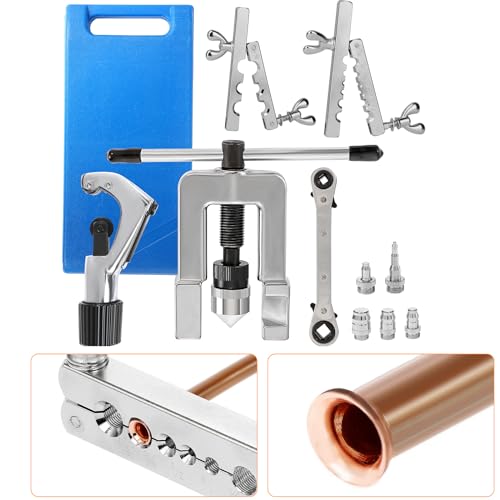 BEAMNOVA Flaring Tool Kit for Copper Tubing Brake Line, 9 Sizes 1/8" to 3/4" Single Flare Set with Cutter & Case for HVAC Refrigeration