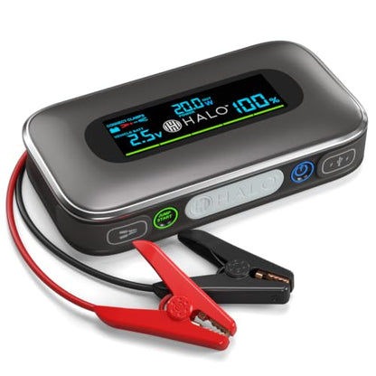 Halo Bolt 1500A Car Battery Jump Starter with Large Digital Screen, Portable 12V Lithium Battery Jump Starter, Portable Power Bank, 3-Mode LED Flashlight, Safe & Simple Design, TSA Approved - Black - color: Black