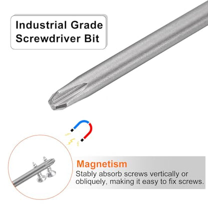 HARFINGTON 5pcs #2 Phillips Screwdriver Bit PH2 1/4" Hex Shank 3" (75mm) Long Magnetic S2 Steel Industrial Grade Screw Driver Bit Cross Head Electric Drill Bits 0.157" (4mm) Rod - size: PH2 x 75mm x 4mm