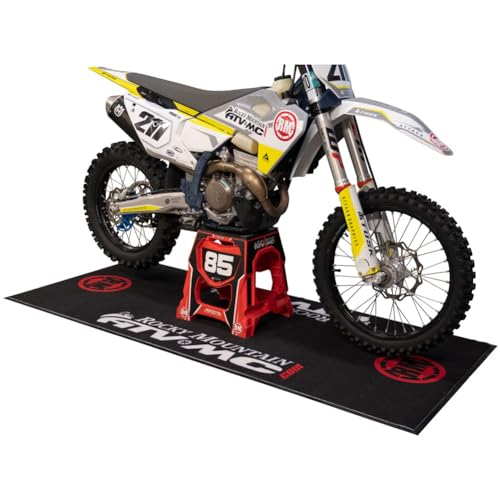 Rocky Mountain ATV/MC Motorcycle Mat 2 Pack – 86” x 40” Garage Floor Mats with Absorbent Top & Waterproof Backing – Protects Floors from Oil, Fuel & Coolant Spills