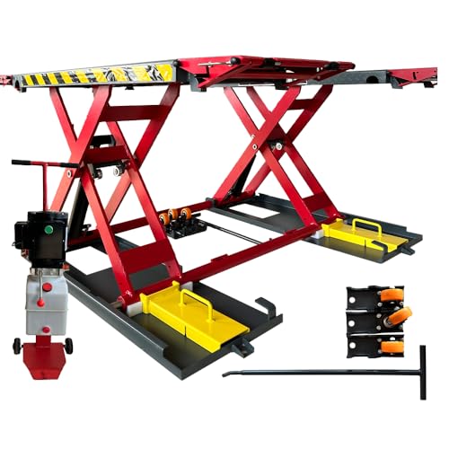 X77 7000Lbs 110V Portable Car Lift Scissor Lift, Electric Release 39.37" Auto Lift Adjustable Mid Rise Lift for Cars, SUVs, Light Trucks, Garage