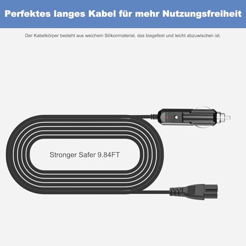 12V Charger Cord Compatible with ROCGORLD R8 Tire Inflator Portable Air Compressor Replacement Power Supply Adapter for Car Tires Plug Outlet - 9.8FT