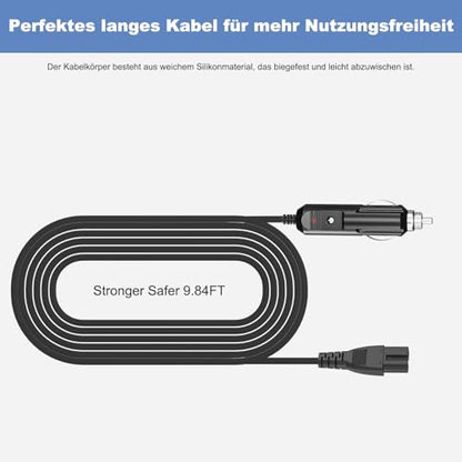 12V Charger Cord Compatible with ROCGORLD R8 Tire Inflator Portable Air Compressor Replacement Power Supply Adapter for Car Tires Plug Outlet - 9.8FT
