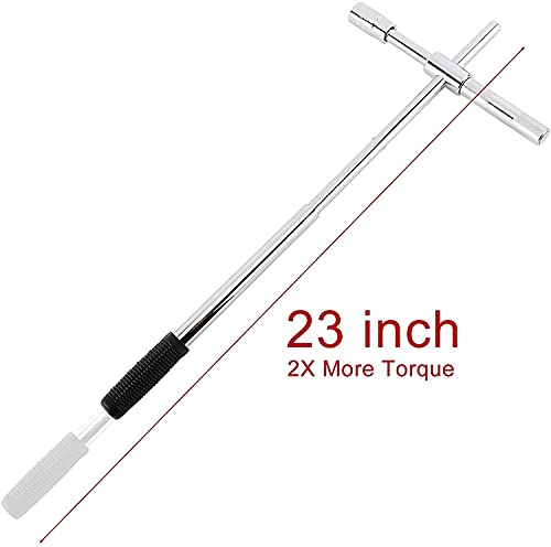 Toolly 23" Universal Extended Lug Wrench, 4 Way Tire Iron Nut Wrench Set with Storage Bag and Standard Sockets (17mm/19mm,21mm/23mm)