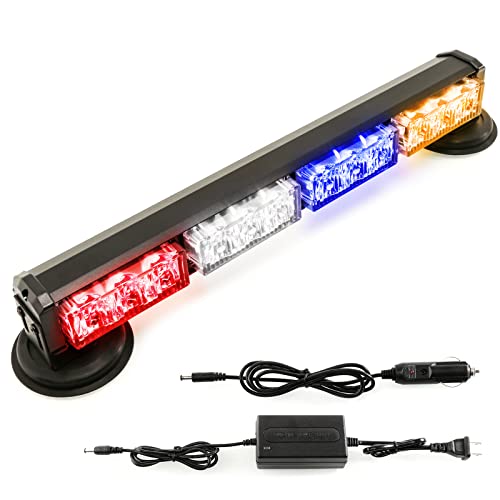 14.8" Battery Powered Emergency Strobe Lights Bar for Trucks/Vehicles Rechargeable Wireless Rooftop Mini Hazard Flashing LED Beacon Warning Light (R/W/B/Y) - color: #06 R/W/B/Y