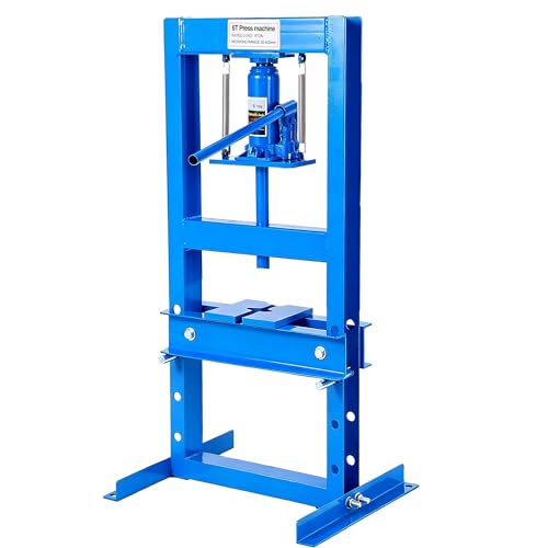 Heavy Duty Hydraulic H-Frame Shop Press – 6 Ton Capacity, Adjustable Steel Frame, Stamping Plates, Precision Springs, Safety Valve – Ideal for Metalworking, Auto Repair, Garage, Bearing - 6T Blue - color: Blue