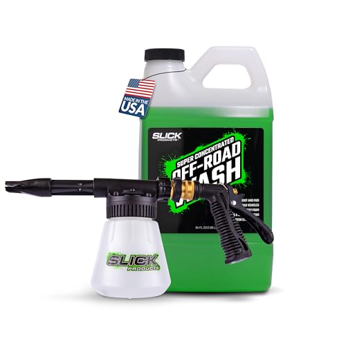 Slick Products Off-Road Wash (64 oz.) + Garden Hose Foam Gun Bundle – Super Concentrated ATV, UTV, Dirt Bike, Truck & Jeep Wash Foam Shampoo for Heavy Dirt and Mud - color: Off-Road Wash