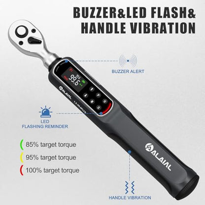 3/8" Digital Torque Wrench 1.5-99.6Ft.Lb/2-135Nm, ±2% Accuracy Electronic Torque Wrench with LED Display, Buzzer & Vibration Alert for Automotive, Car, Motorcycle, Bike Repair, Mechanics, DIY - size: 1.5-99.6Ft.Lb/2-135Nm-3/8"