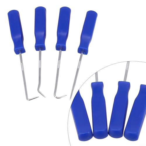FABULETTA 4-Piece Car Pick and Hook Set for O-Ring Oil Seal Gasket Removal, Hardened Steel Shaft with Grip Handle, Straight 90 Degree Angled Tools for Auto Repair