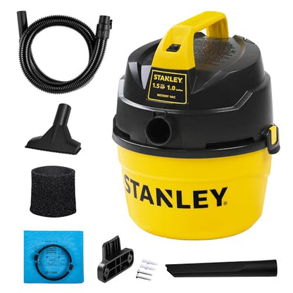 STANLEY Shop Vacuum Wet and Dry, 1 Gallon 1.5 Peak HP Small Wet Dry Vac with 60CFM Powerful Suction, Portable Wall Mount Vacuum Cleaners for Home, Car, Garage and DIY Workshop, SL18101P-1H - size: 1 Gallon, 1.5 HP, 52" Sealed Pressure