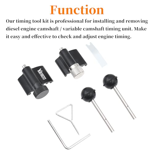 Diesel Engine Camshaft Crankshaft Alignment Locking Timing Tool Kit, Compatible with VW Audi SEAT Skoda 1.9L 2.0L TDI PD DOHC Engine, 7PCS Set