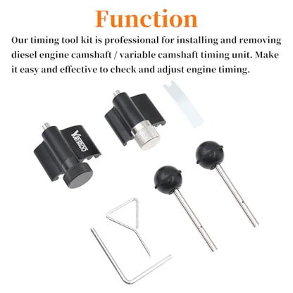 Diesel Engine Camshaft Crankshaft Alignment Locking Timing Tool Kit, Compatible with VW Audi SEAT Skoda 1.9L 2.0L TDI PD DOHC Engine, 7PCS Set