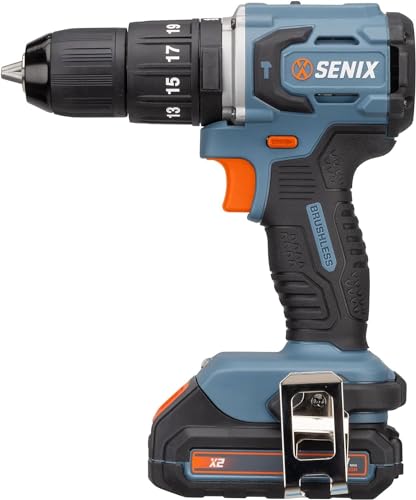 SENIX X2 20 Volt Max* Cordless 1/2-Inch Hammer Drill Driver with Brushless Motor, Power Tool Kit Includes Storage Bag, 2.0 Ah Battery,Charger,Safety Glasses (PDHX2-M2) - style: Hammer Drill Driver