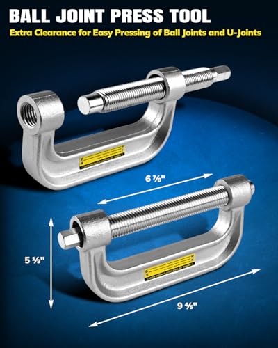 Large C-Frame Ball Joint Press Kit ,C-Frame Press for Ball Joints, U-Joints, Heavy Duty Ball Removal Tool for Most 2WD and 4WD Cars and Light Trucks, Compatible with ATV, UTV, Ford, Dodge, Jeep