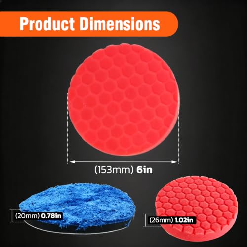 8 PCS 6 Inch Buffing Pads Set, Foam Polishing Pads for Car Detailing, Ideal for Scratch & Swirl Removal, Compatible with DA Polishers