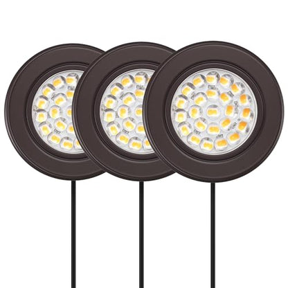 GETINLIGHT 2.5" Wide 3000K Dimmable LED Puck Lights Kit, Plug-in Installation with Recessed or Surface Mounted, Bronze Finish Over Metal Construction, Set of 3, IN-0113-3-BZ - color: Matte Bronze