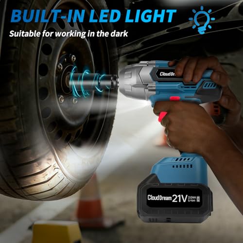 1/2 Inch Cordless Impact Wrench,900Ft-lbs (1200N.m) Brushless Electric Impact Gun,3800RPM High Torque Electric Impact Driver Kit with 2 Batteries,Fast Charger,5 Sockets,Case for Car Tires,Mower,Pickup