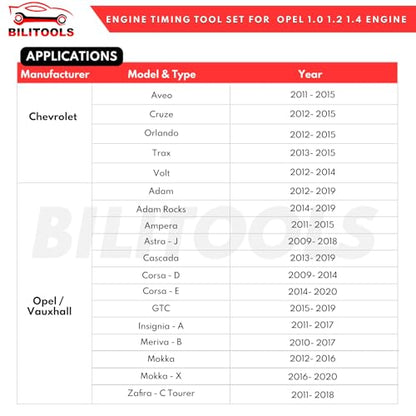 BILITOOLS 1.0 1.2 1.4 L Turbo Engine Timing Tool Kit Compatible with GM Chevrolet Chevy Cruze Opel Vauxhall Camshaft Alignment Holding Locking Tool Set