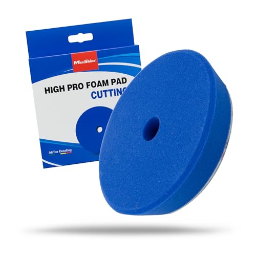 Maxshine 6” Universal High Pro Cutting Foam Pad – Compatible with DA & Rotary Polishers – Professional Detailing Pad for Swirl & Oxidation Removal – Washable & Reusable – Hook & Loop Backing - size: 6", style: Cut