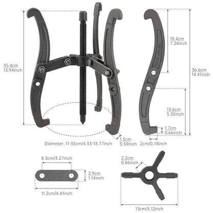 ChgImposs 14 Inch 2 Jaw / 3 Jaw Gear Puller, Multifunction Standard Carbon Steel Bearing Puller with 4 Single Hole Claw Pullers for Car/Mechanical Repairing - size: 14Inch