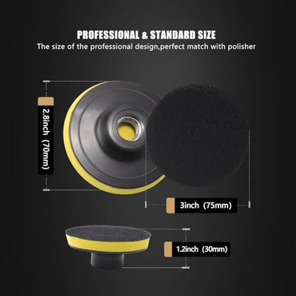 Wool Buffing Polishing Pad, SPTA 3 Inch (75mm) Lambwool Wool Buffing polishing Pads With Pad Clean Tool, 6 Pcs Kit with Hook & Loop 5/8"-11 Thread Drill Adapter for Car Polishing and Buffing QA0798SET - size: 80mm Sets