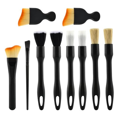 10Pcs Car Detailing Brush Set, Car Interior Detailing Brushes, Auto Ultra-Soft Cleaning, Non-Scratch, Dust Removal Brushes for Interiors & Exteriors Automotive Wheel Rim