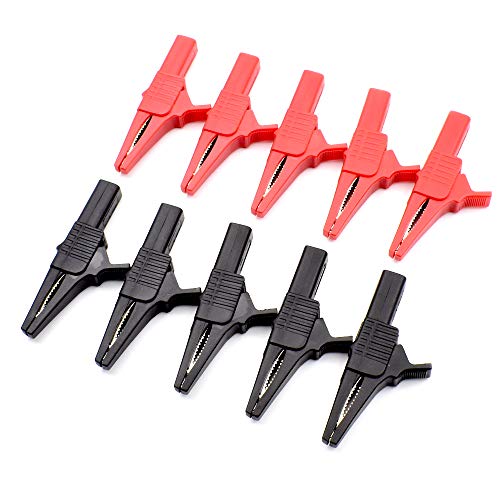 10Pcs 1000V 32A Heavy Duty Full Insulated Automotive Car Battery Alligator Clips Electrical Test Clips with 4mm Banana Jack Socket for Multimeter Test Leads