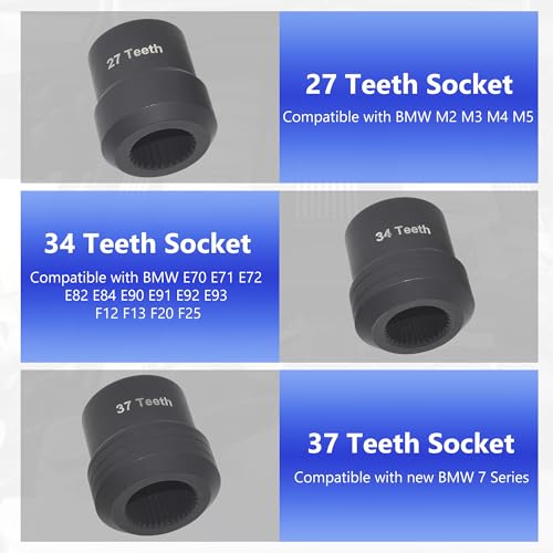 Rear Drive Axle Differential Installer Remover Tool Kit | Compatible with BMW M2 M3 M4 E70 E71 E82 E90 E91 F12 F13 X3 7 Series Replace 335040 335050 335060 with 27/34/37 Teeth Socket - size: 13pcs