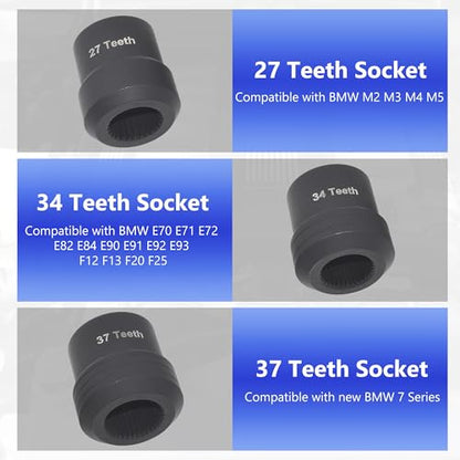 Rear Drive Axle Differential Installer Remover Tool Kit | Compatible with BMW M2 M3 M4 E70 E71 E82 E90 E91 F12 F13 X3 7 Series Replace 335040 335050 335060 with 27/34/37 Teeth Socket - size: 13pcs